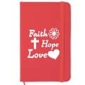 Notebook A6, coperta rosie, Faith, Hope, Love!